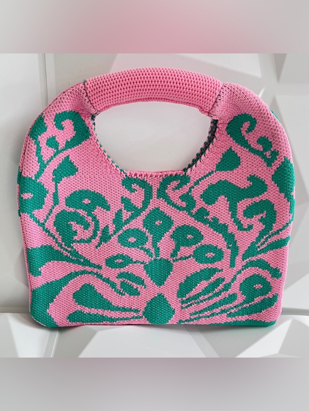 Pretty & Polished Pink and Green Knit Top Handle Clutch
Boho Style - Picture 5 of 11